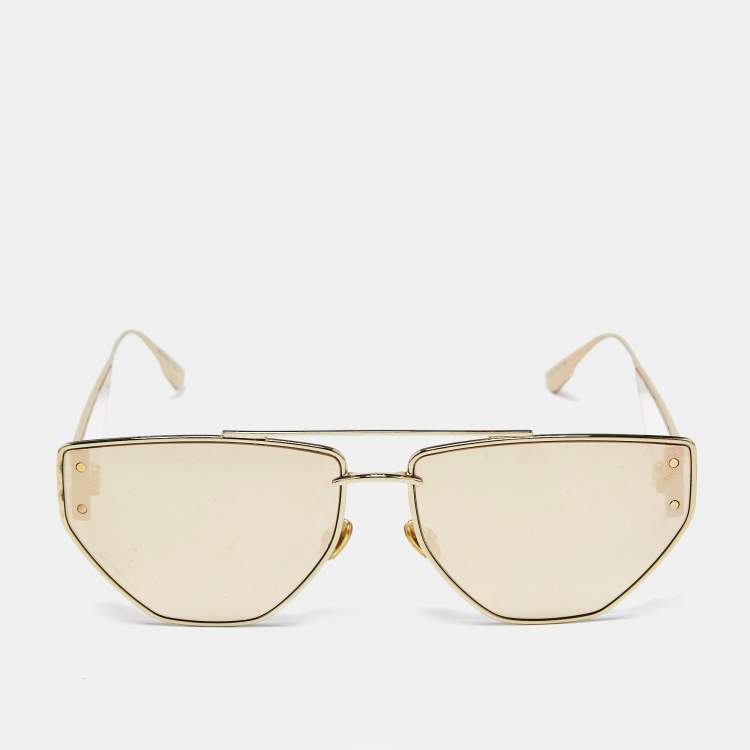 Pre Owned Dior Gold Mirrored 00SQ Clan 2 Aviator Sunglasses