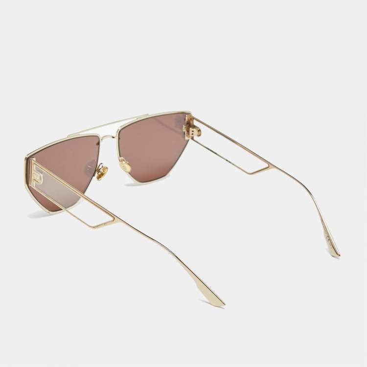 Pre Owned Dior Gold Mirrored 00SQ Clan 2 Aviator Sunglasses