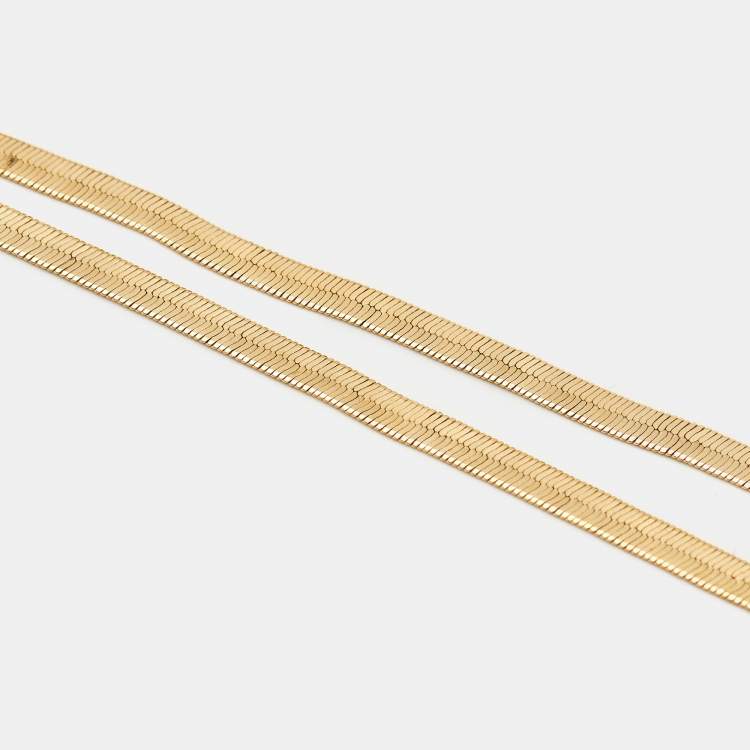 Pre Owned Dior Vintage CD Bow Gold Plated Double Chain Necklace