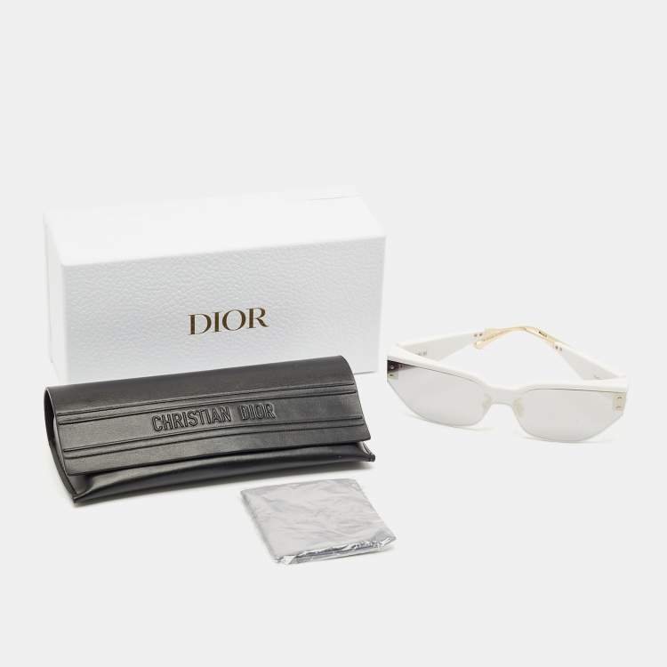 Pre Owned Dior White/Grey Mirrored DiorClub M3U Shield Sunglasses