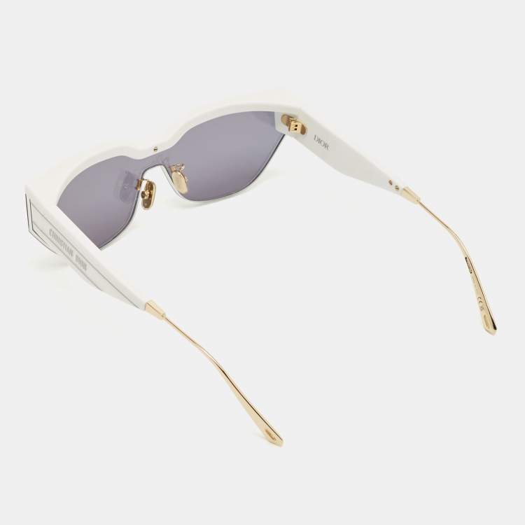 Pre Owned Dior White/Grey Mirrored DiorClub M3U Shield Sunglasses