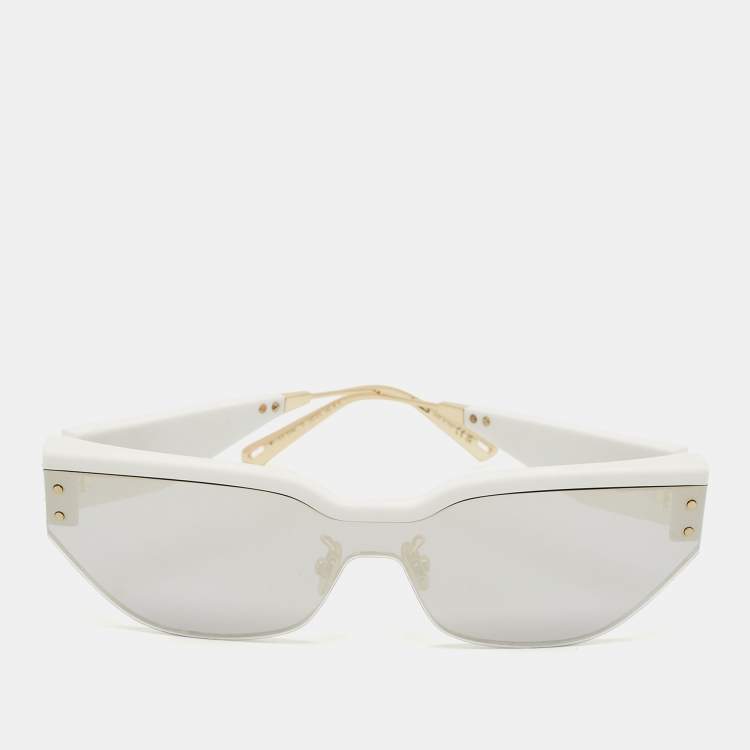 Pre Owned Dior White/Grey Mirrored DiorClub M3U Shield Sunglasses