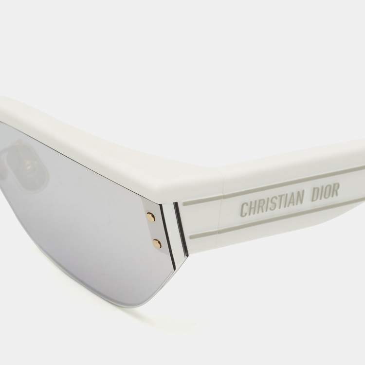 Pre Owned Dior White/Grey Mirrored DiorClub M3U Shield Sunglasses