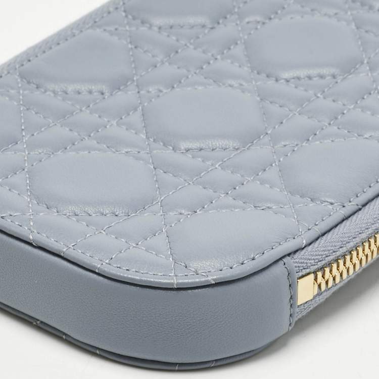 Pre Owned Dior Blue Cannage Leather Lady Dior Call'in Dior Phone Holder