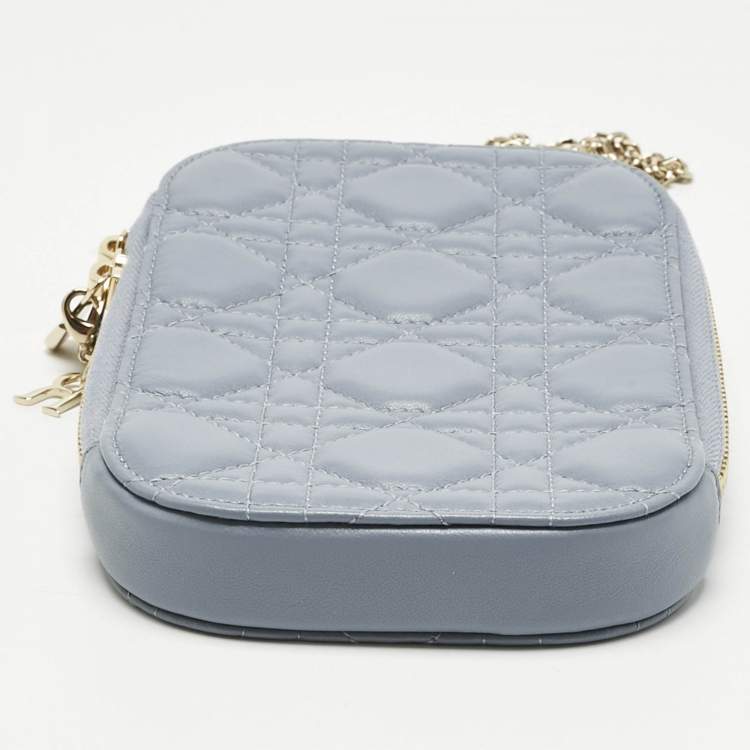 Pre Owned Dior Blue Cannage Leather Lady Dior Call'in Dior Phone Holder