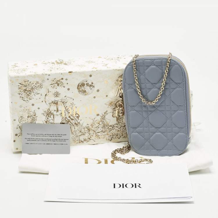 Pre Owned Dior Blue Cannage Leather Lady Dior Call'in Dior Phone Holder