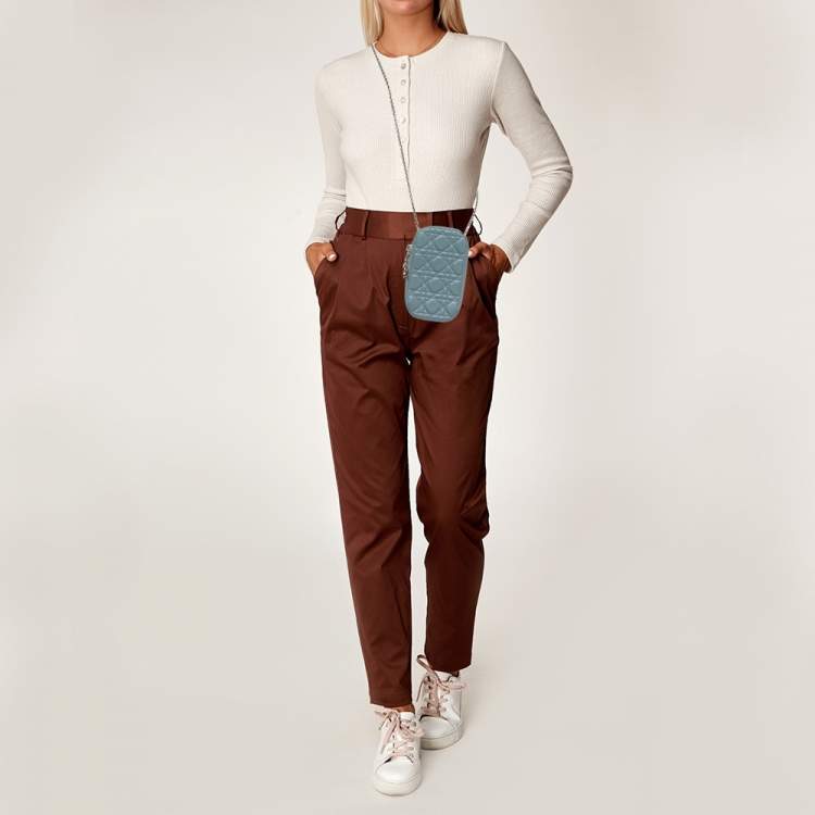 Pre Owned Dior Blue Cannage Leather Lady Dior Call'in Dior Phone Holder