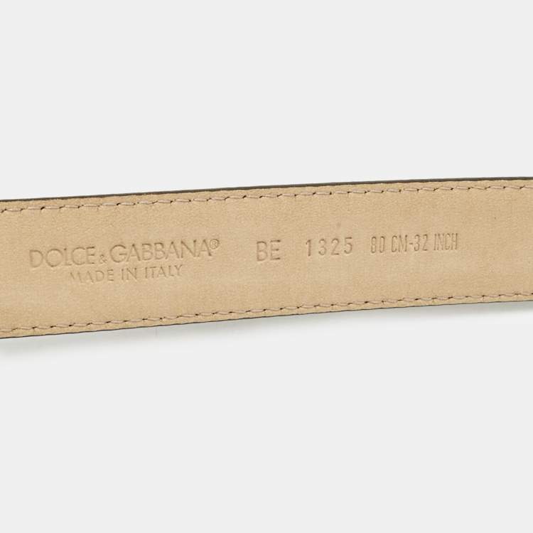 Pre Owned Dolce & Gabbana Black Leather DG Logo Waist Belt 80CM