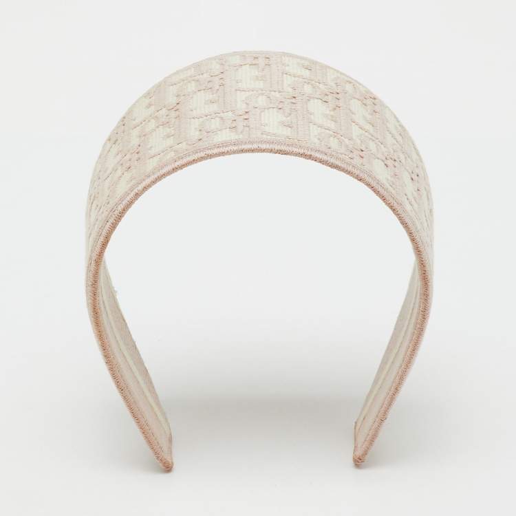 Pre Owned Dior Pink Oblique Pattern Wide Headband
