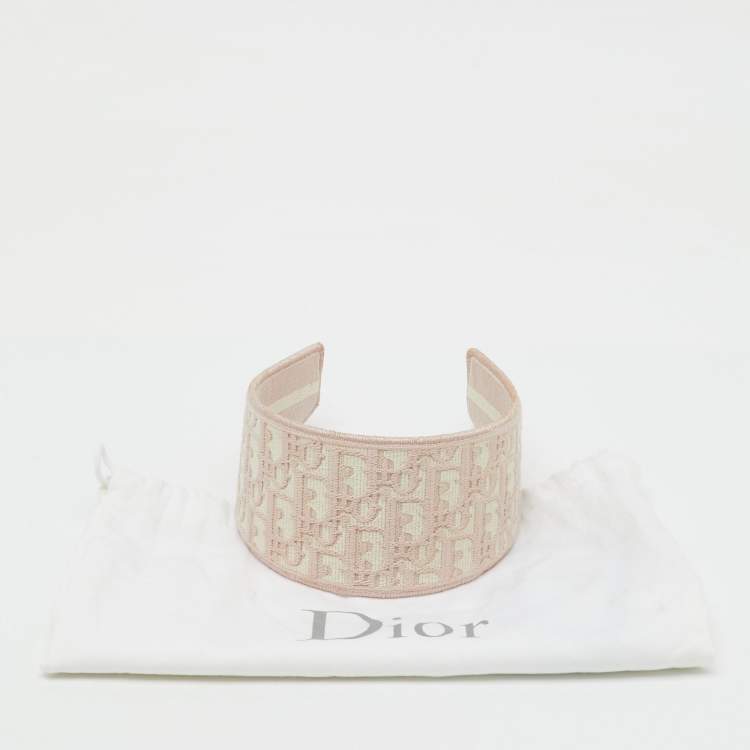 Pre Owned Dior Pink Oblique Pattern Wide Headband