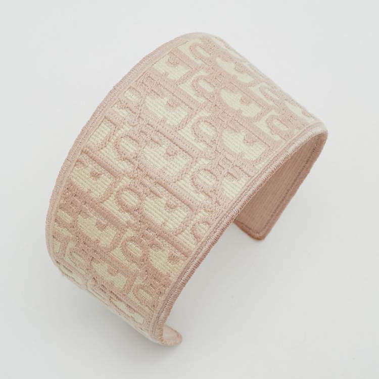 Pre Owned Dior Pink Oblique Pattern Wide Headband
