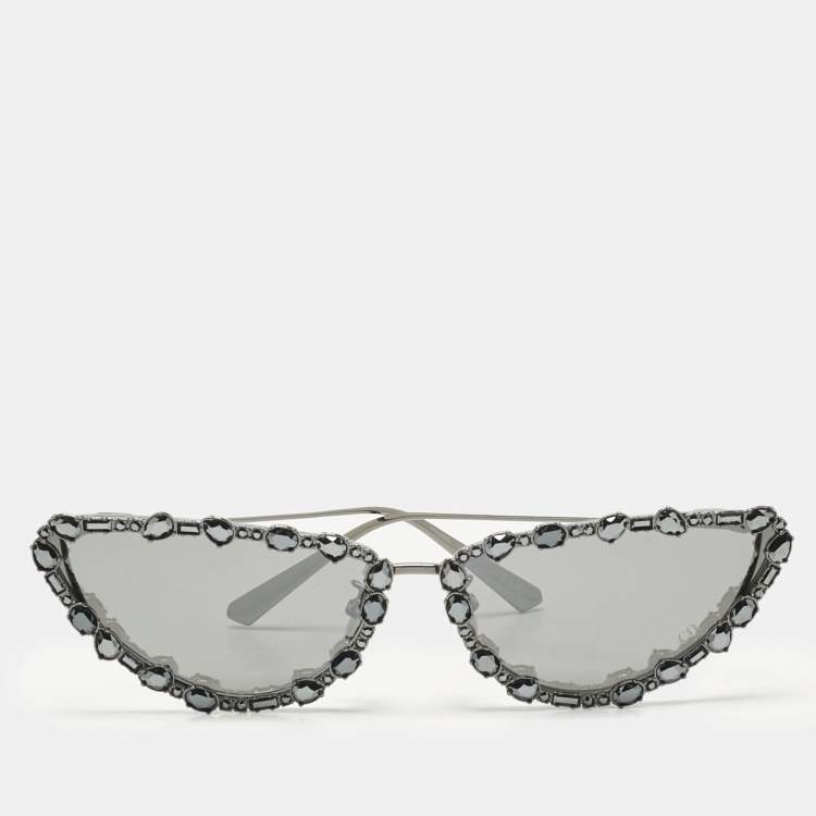Pre Owned Dior Grey MissDior B1U Crystals Cat Eye Sunglasses