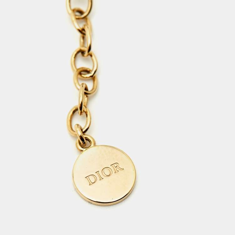 Pre Owned Dior 30 Montaigne CD Faux Pearl Gold Tone Necklace