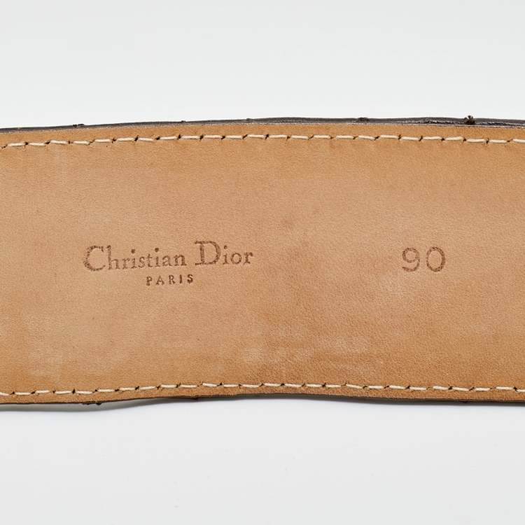 Pre Owned Dior Brown Cannage Leather D Buckle Belt 90 CM