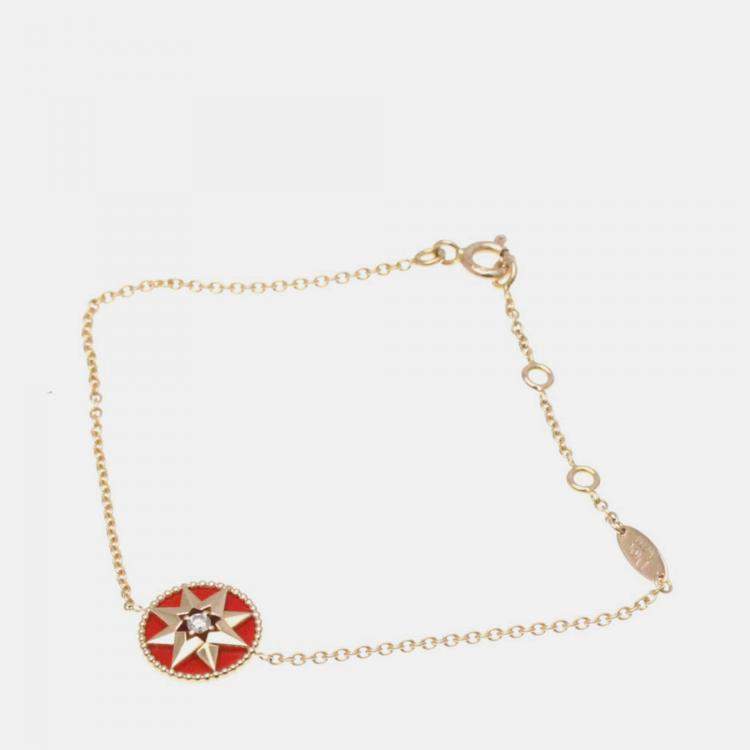 مملوكة مسبقًا Christian Dior Rose Des Vents 18K Pink Gold Carnelian Charm Bracelet