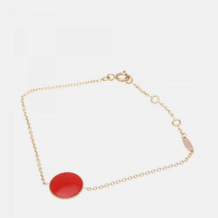 مملوكة مسبقًا Christian Dior Rose Des Vents 18K Pink Gold Carnelian Charm Bracelet