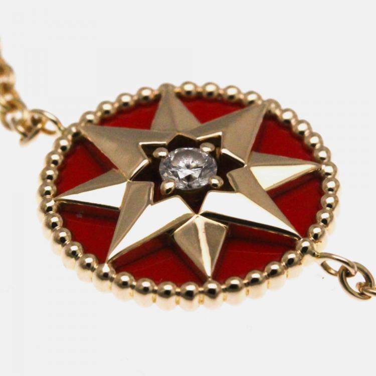 مملوكة مسبقًا Christian Dior Rose Des Vents 18K Pink Gold Carnelian Charm Bracelet
