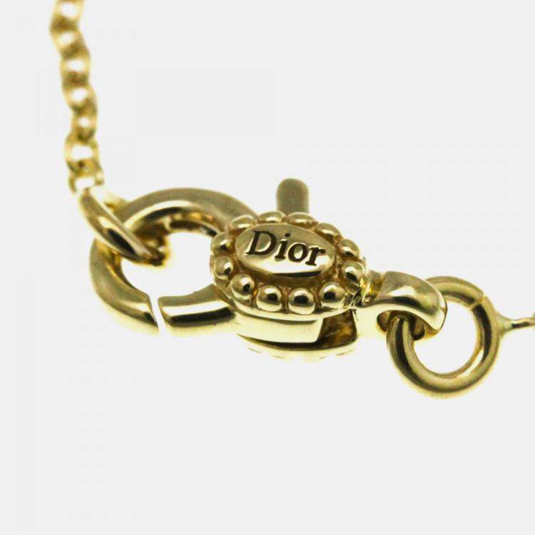 Pre Owned Christian Dior Rose Des Vents Heart 18K Yellow Gold Carnelian Pendant Necklace