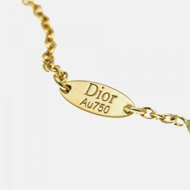 Pre Owned Christian Dior Rose Des Vents Heart 18K Yellow Gold Carnelian Pendant Necklace