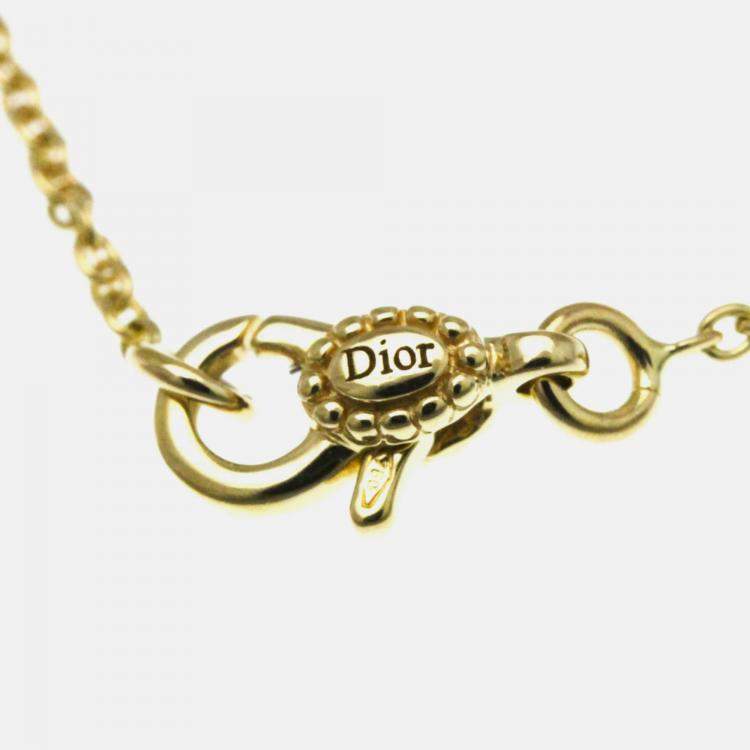Pre Owned Christian Dior Rose Des Vents Heart 18K Yellow Gold Carnelian Pendant Necklace
