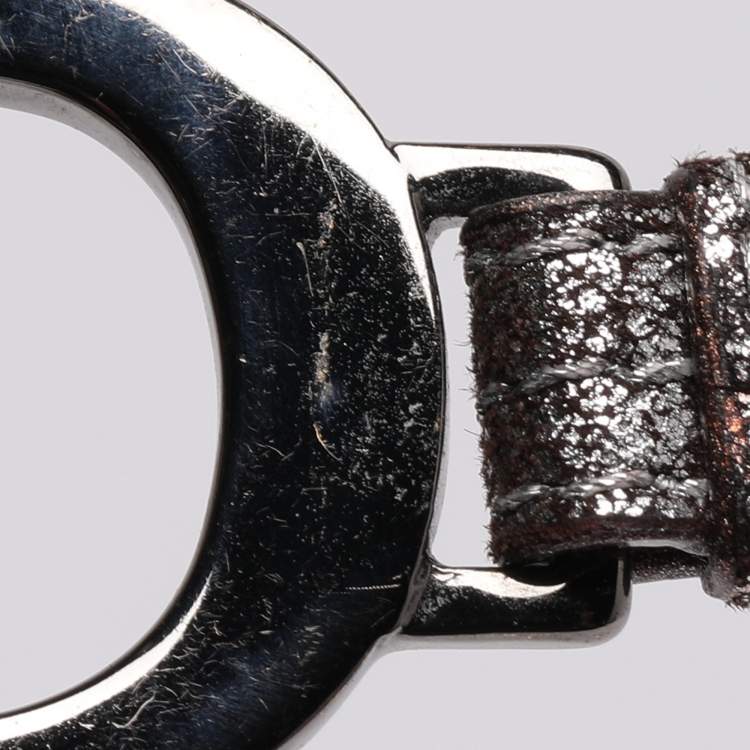 Pre Owned Dior Metallic Brown Leather D Charm Bracelet 