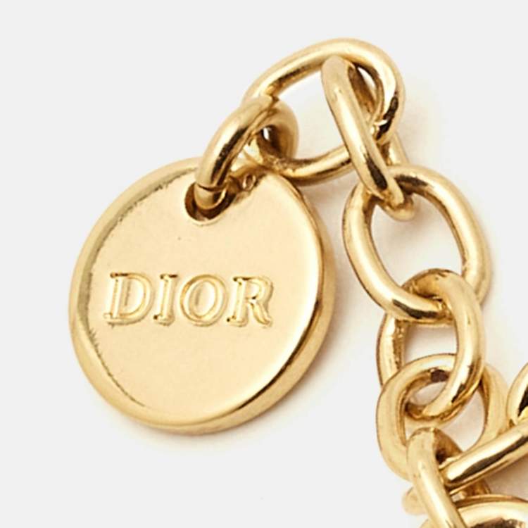 Pre Owned Dior Dio(r)evolution Faux Pearl Gold Tone Bracelet