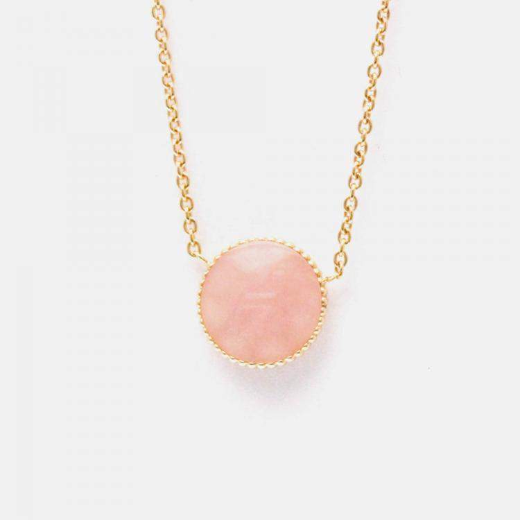 Pre Owned Christian Dior Rose Des Vents 18K Pink Gold Diamond Opal Pendant Necklace
