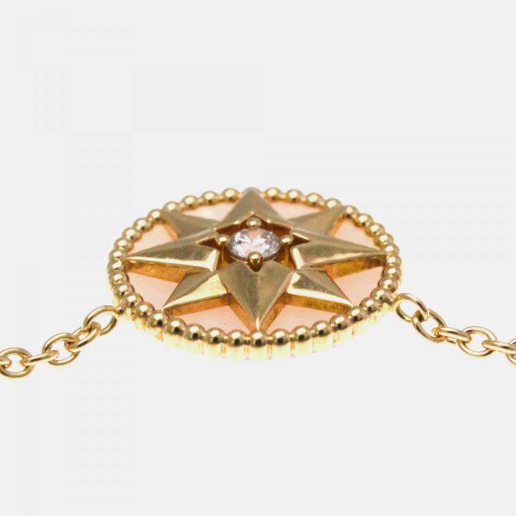 Pre Owned Christian Dior Rose Des Vents 18K Pink Gold Diamond Opal Pendant Necklace
