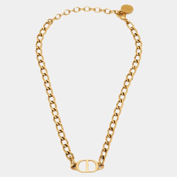 Pre Owned Dior Petit CD Gold Tone Necklace