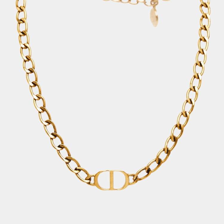 Pre Owned Dior Petit CD Gold Tone Necklace