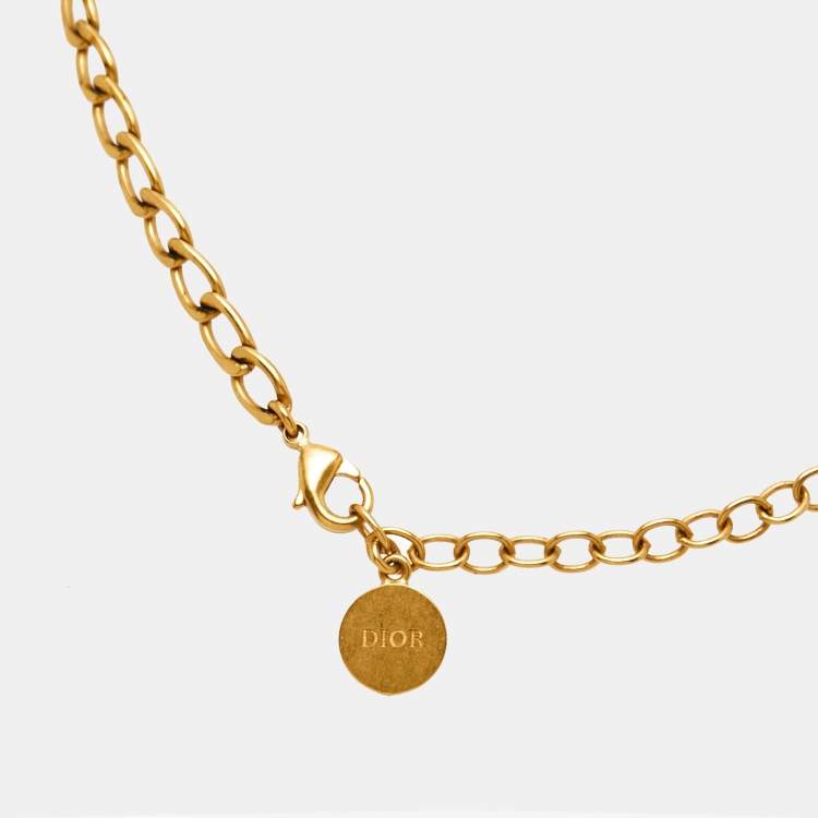 Pre Owned Dior Petit CD Gold Tone Necklace