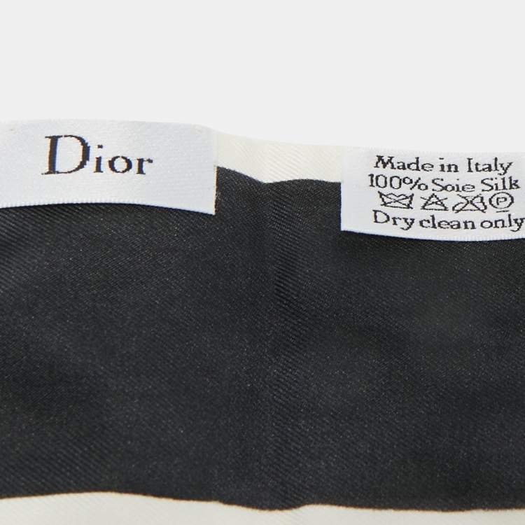 Pre Owned Christian Dior White Printed Silk Yin-Yang Mitzah 