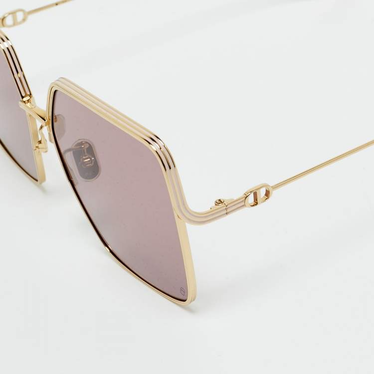 Pre Owned Dior Pink/Gold Tone EverDior S1U Square Sunglasses