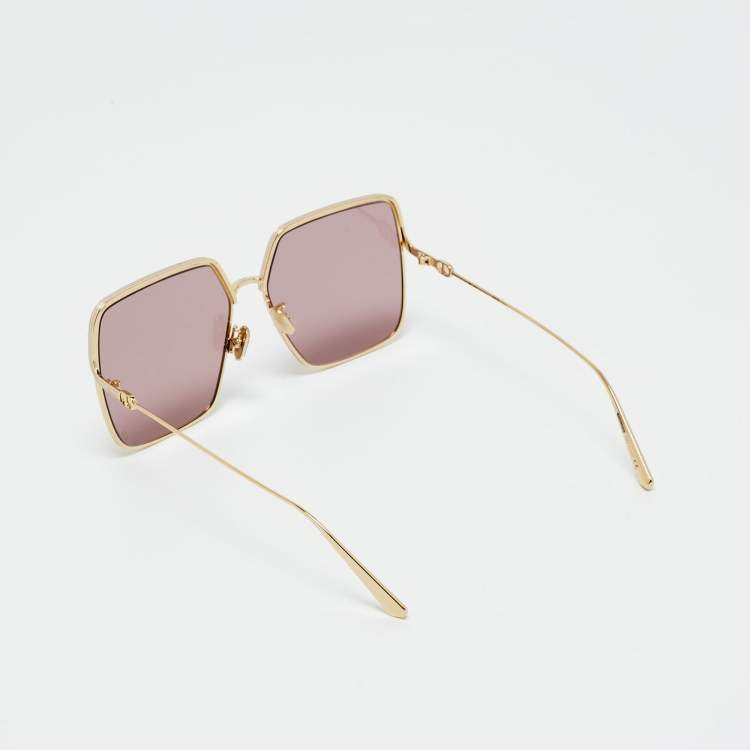 Pre Owned Dior Pink/Gold Tone EverDior S1U Square Sunglasses