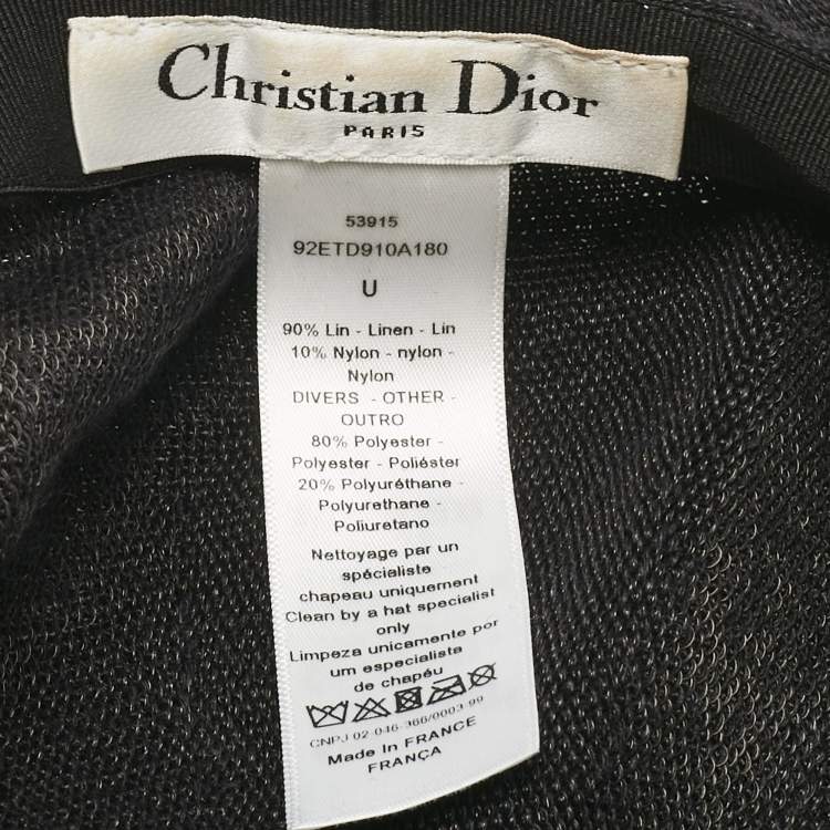 Pre Owned Christian Dior Black Logo Detail Linen Beret Cap One Size 