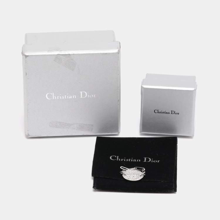 Pre Owned Dior Silver Tone Metal Crystal J'adore Dior Chain Link Ring