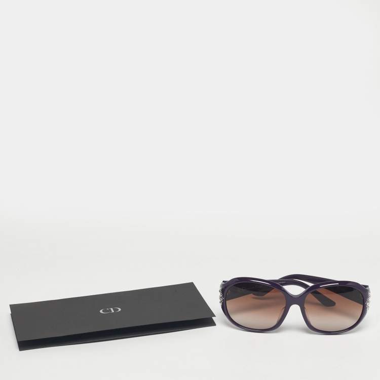 Pre Owned Dior Purple/Brown Gradient 0T7P5 MinuitF Crystal Oversized Sunglasses