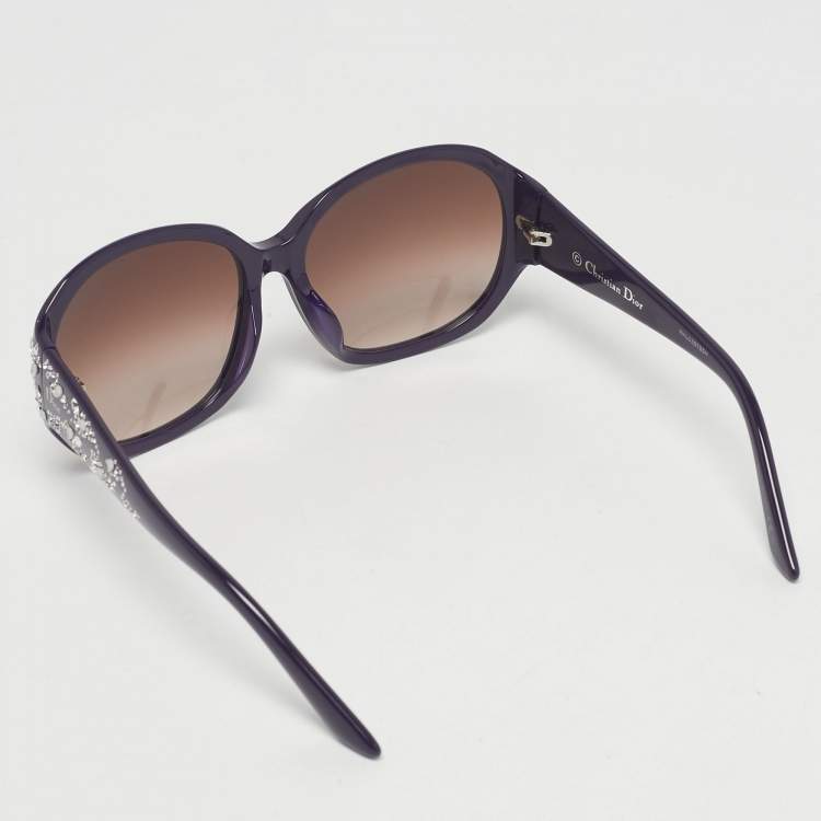 Pre Owned Dior Purple/Brown Gradient 0T7P5 MinuitF Crystal Oversized Sunglasses