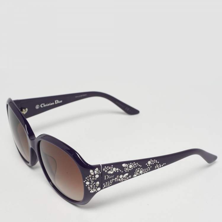 Pre Owned Dior Purple/Brown Gradient 0T7P5 MinuitF Crystal Oversized Sunglasses