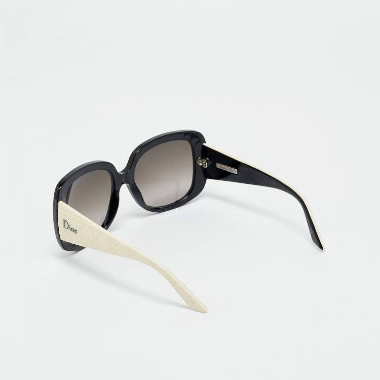 مملوكة مسبقًا Dior Black/Ivory Gradient G4FHA Lady Lady1 Square Sunglasses