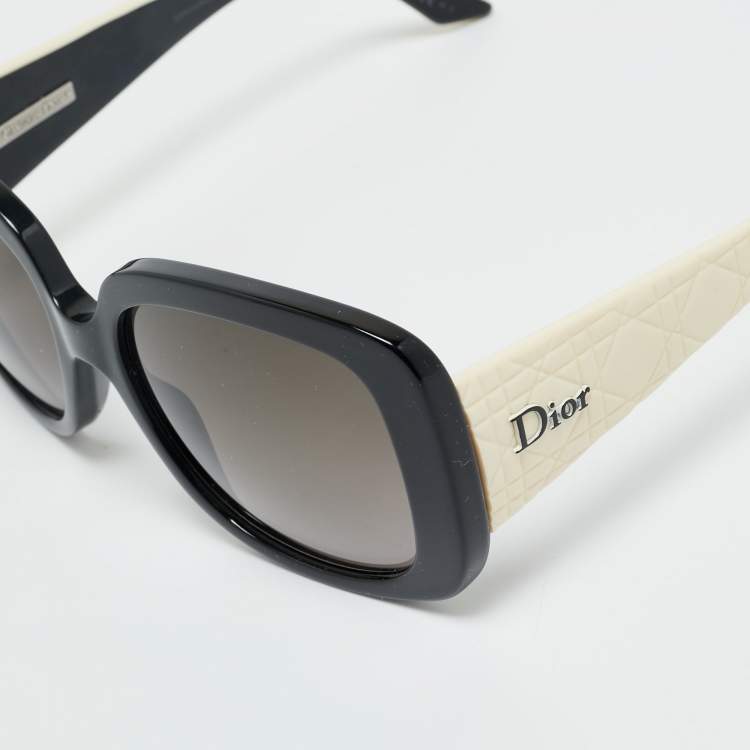 مملوكة مسبقًا Dior Black/Ivory Gradient G4FHA Lady Lady1 Square Sunglasses