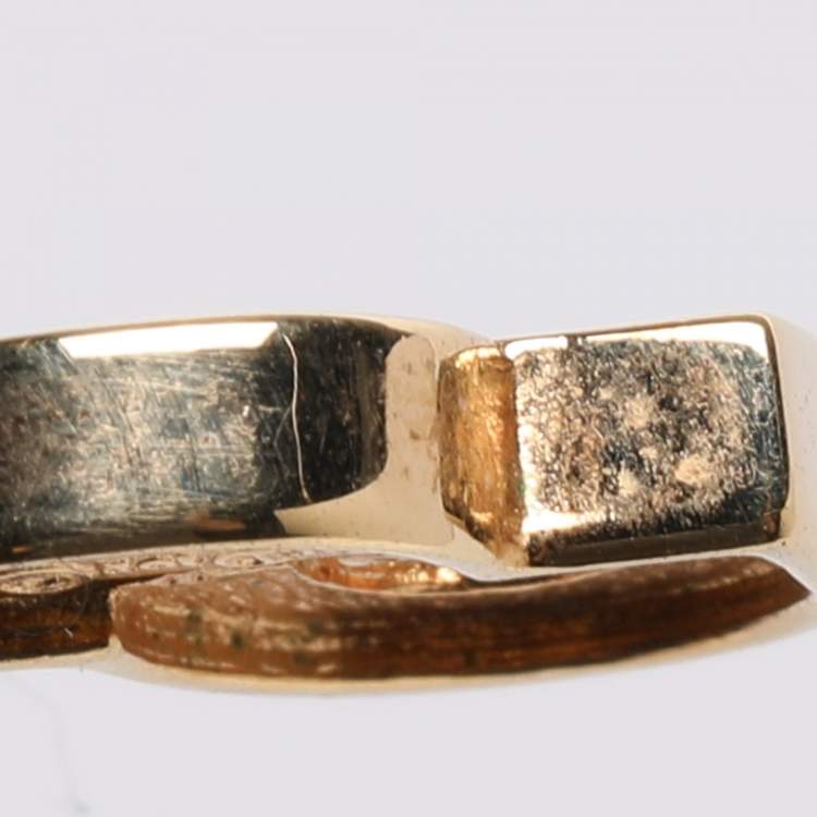 Pre Owned Dior Gold Tone Rhinestone CD Pendant Necklace 