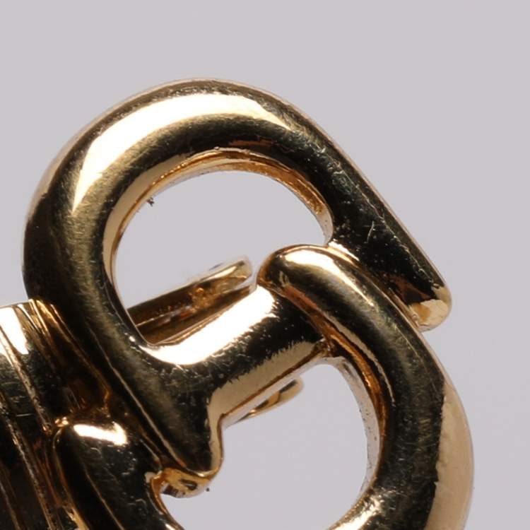 Pre Owned Dior Gold Tone CD Logo Clip On Earrings 