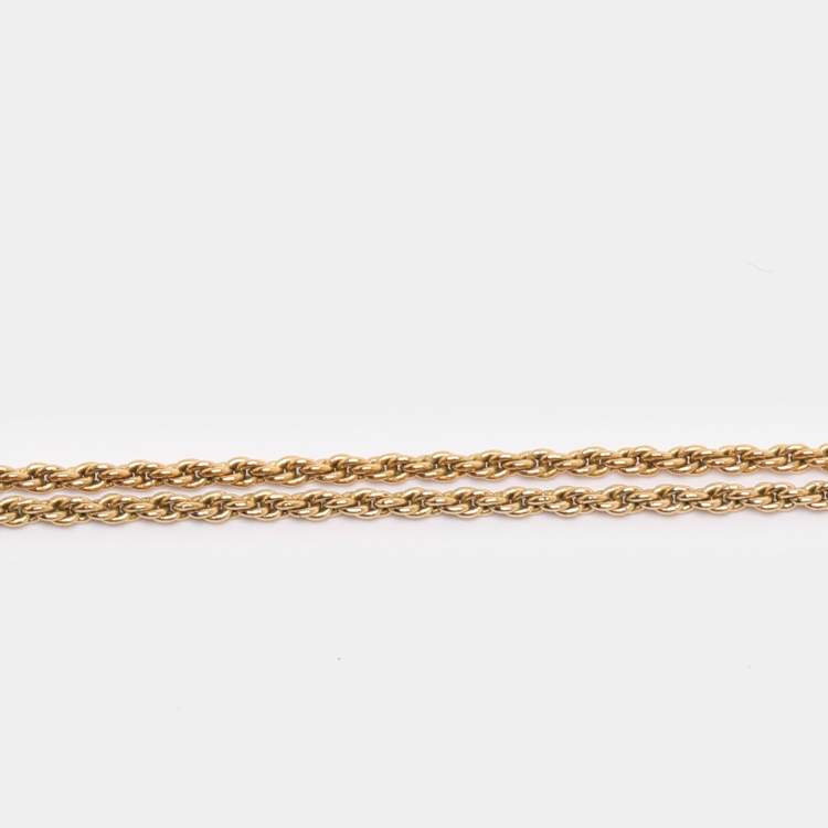 Pre Owned Dior Gold Tone Lady Dior Pendant Necklace