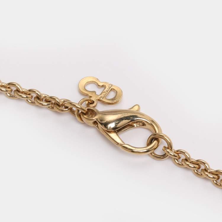 مملوكة مسبقًا Dior Gold Tone Rhinestone Lady Dior Pendant Necklace