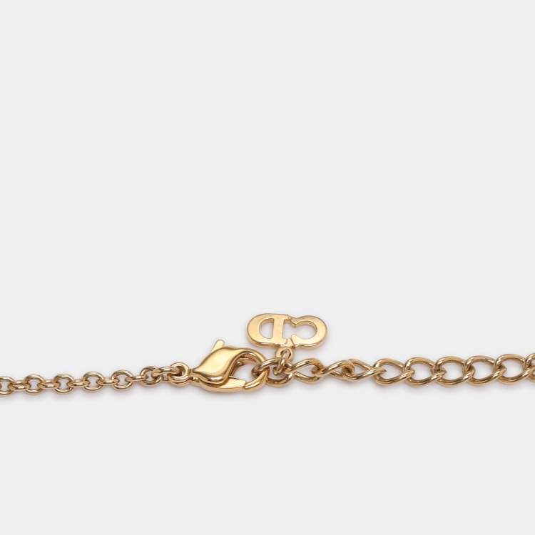 Pre Owned Dior Gold Tone CD Logo Pendant Necklace