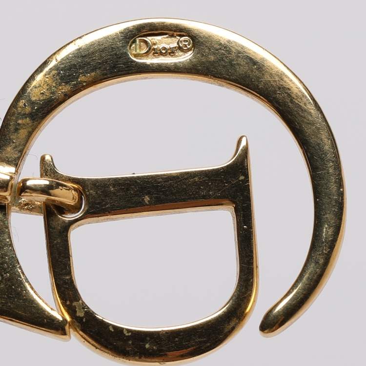 Pre Owned Dior Gold Tone CD Logo Pendant Necklace