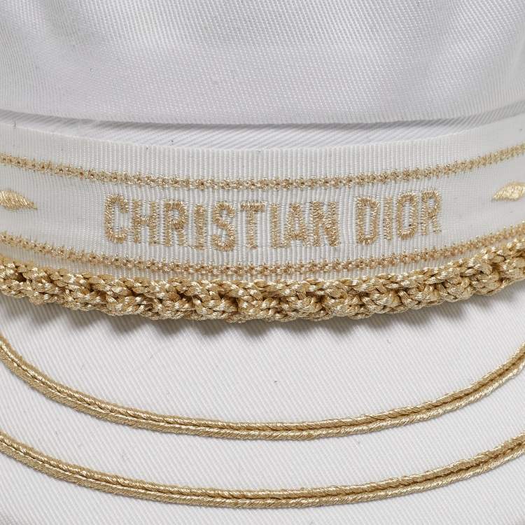 Pre Owned Dior White Greek Fisherman Special Edition Cap Size 58