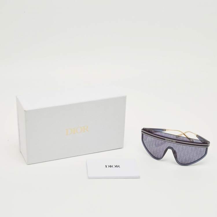 Pre Owned Dior Navy Blue Oblique Club M2U Shield Sunglasses