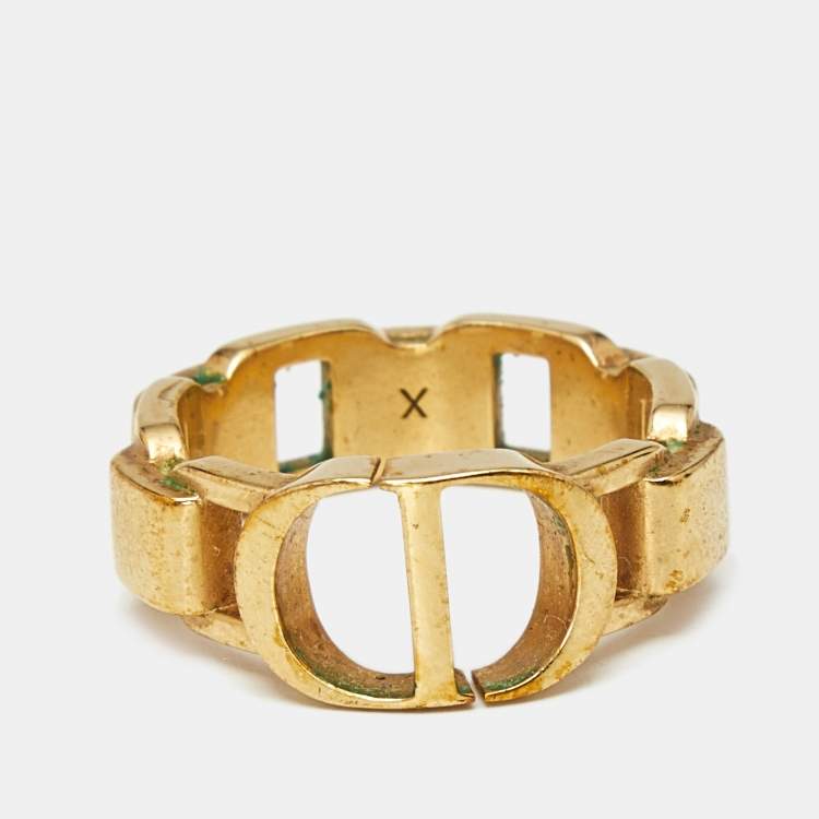 Pre Owned Dior CD Gold Tone Ring Size 56